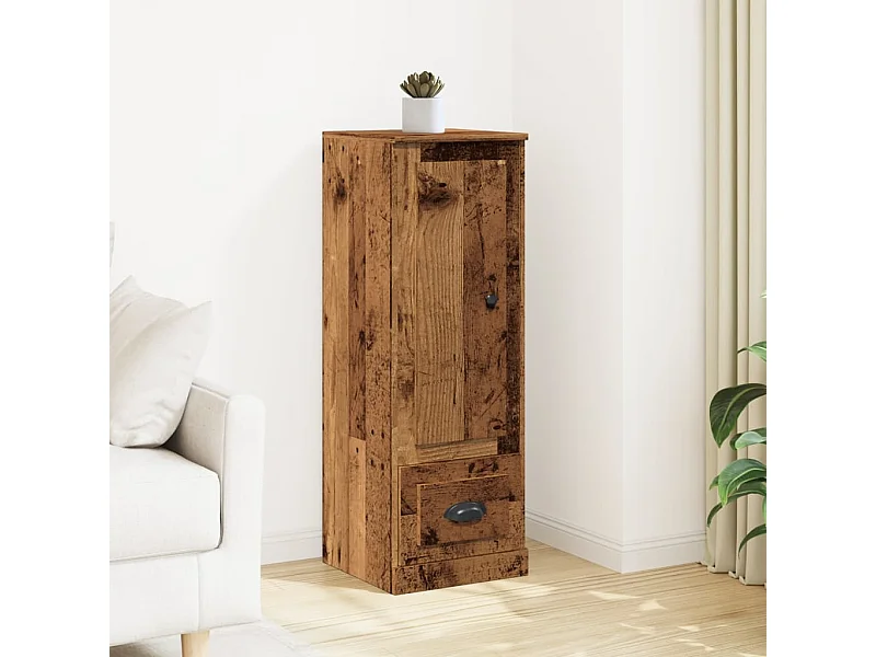 Hoge kast 36x35,5x103,5 cm bewerkt hout oud houtkleurig