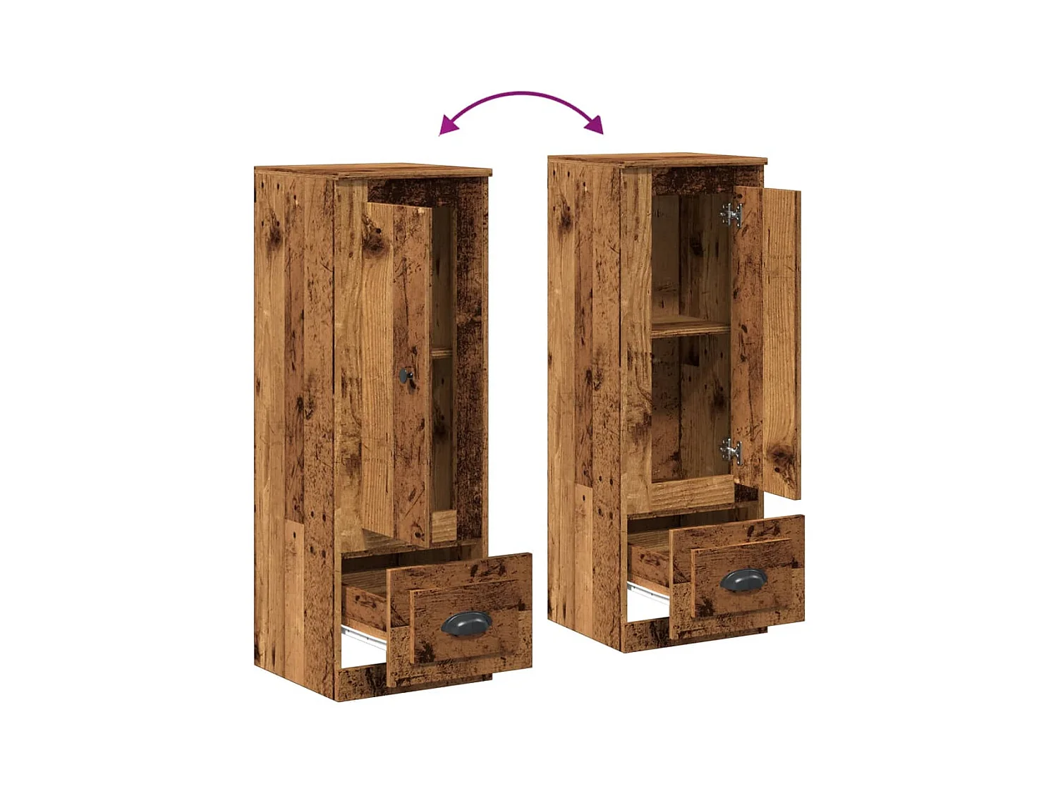 Buffet haut vieux bois 36x35,5x103,5 cm bois d'ingénierie