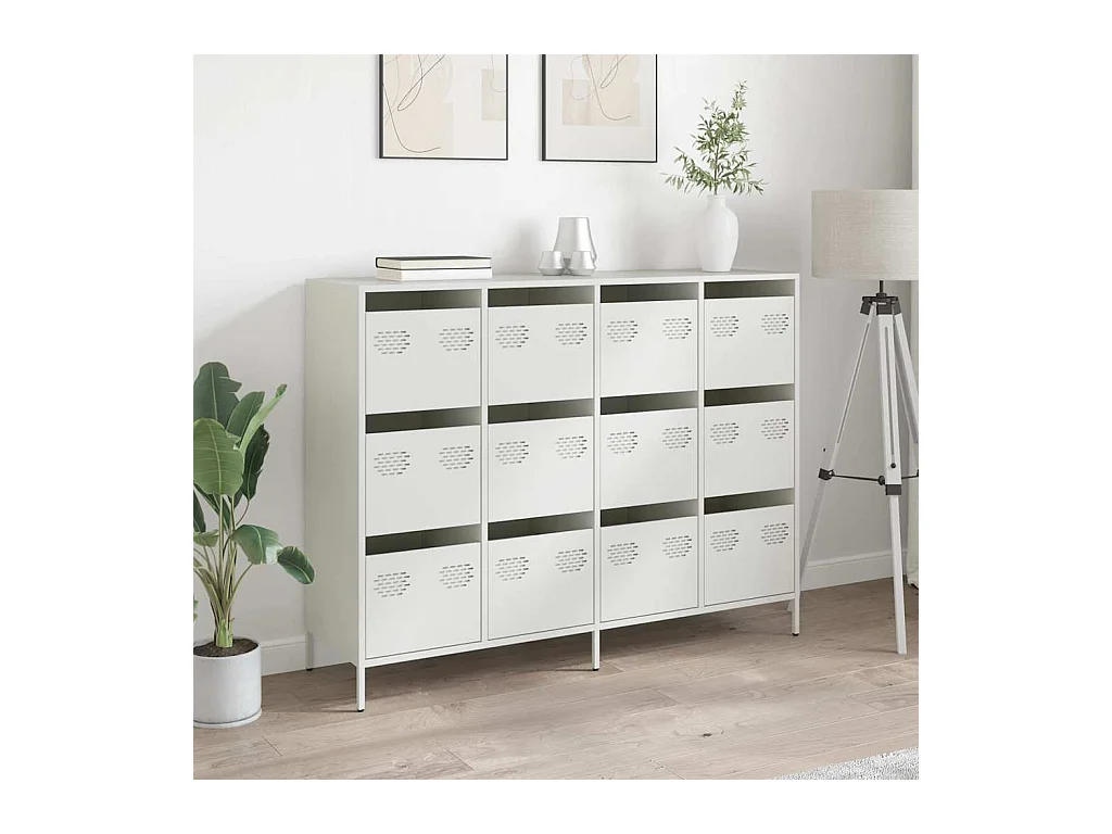 Buffet blanc 135x39x103,5 cm acier laminé à froid