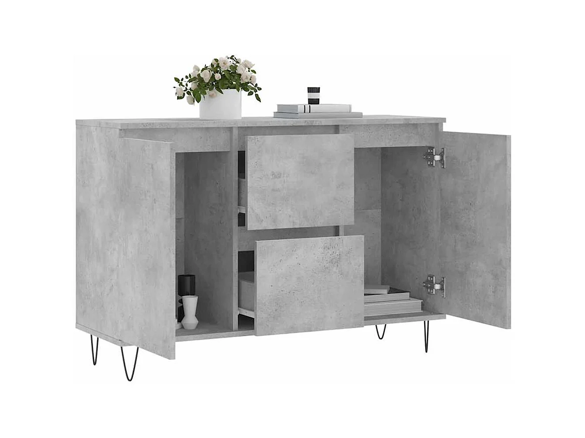 Buffet gris béton 101,5x35x70 cm bois d'ingénierie