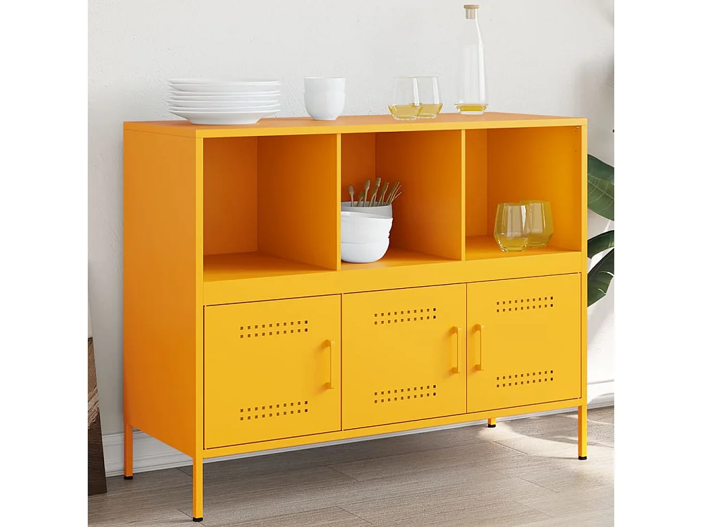 Buffet jaune moutarde 100,5x39x79 cm acier