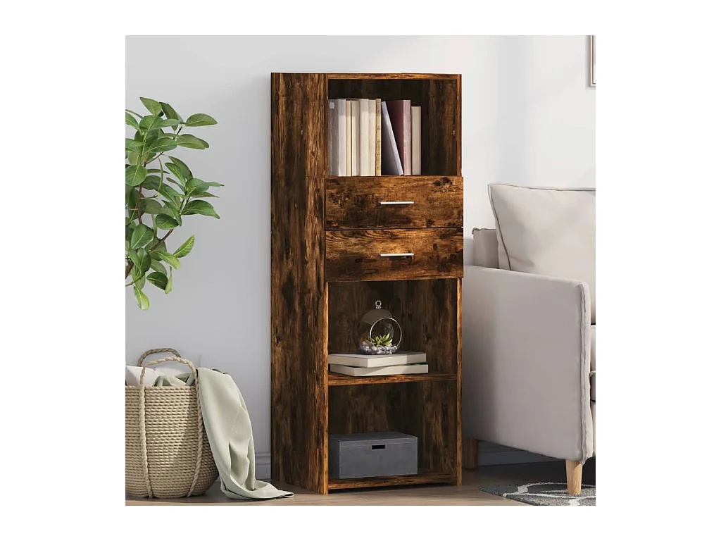 Buffet haut chêne fumé 45x42,5x124 cm bois d'ingénierie