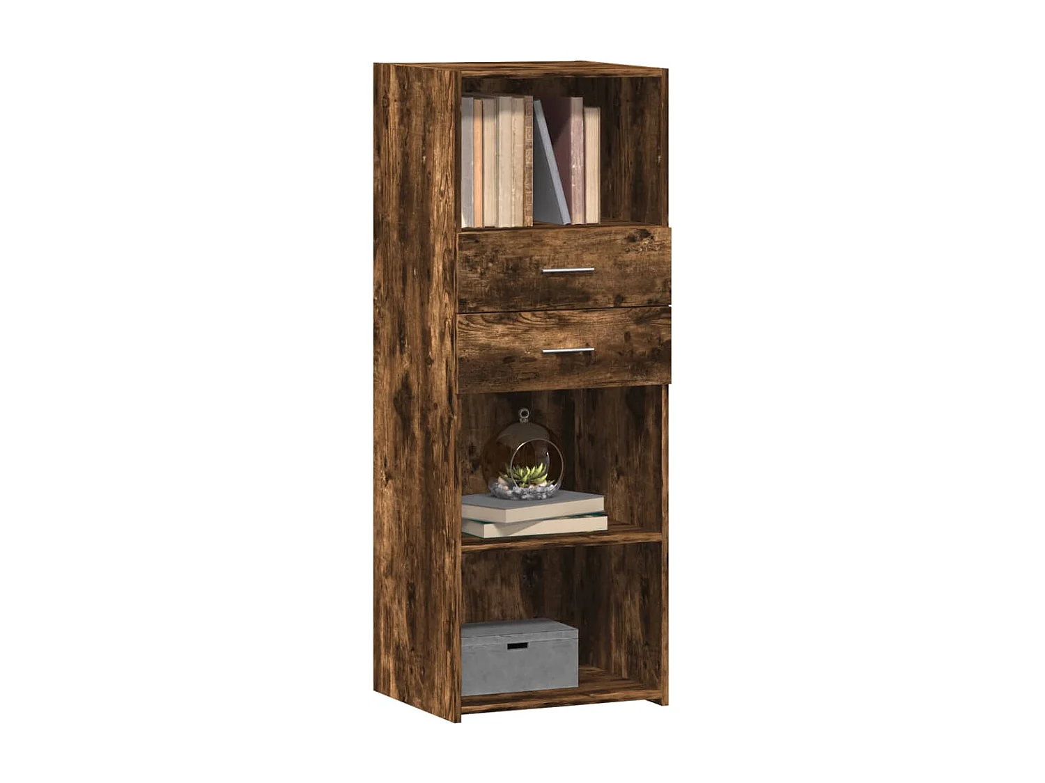 Buffet haut chêne fumé 45x42,5x124 cm bois d'ingénierie