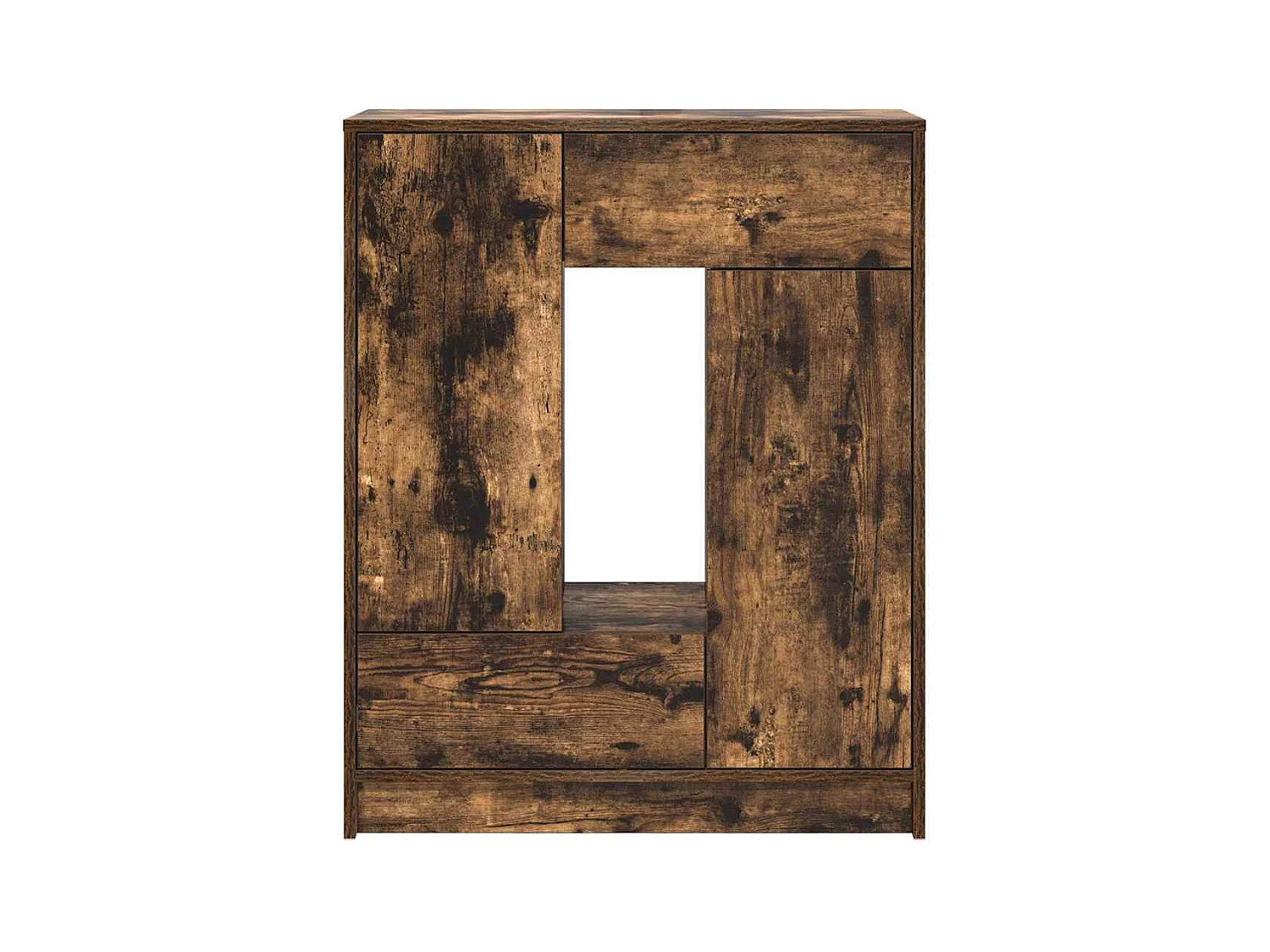 Buffet avec tiroirs et portes chêne fumé 73x31x90 cm