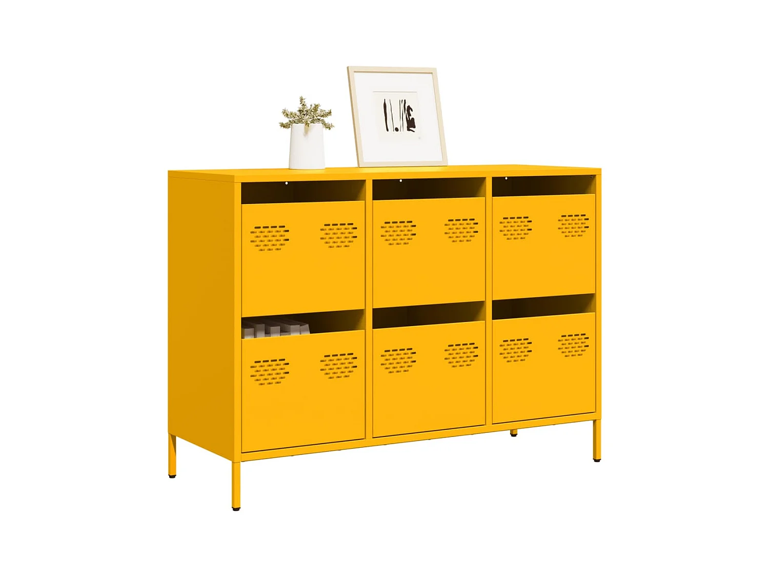 Buffet jaune moutarde 101,5x39x73,5 cm acier laminé à froid