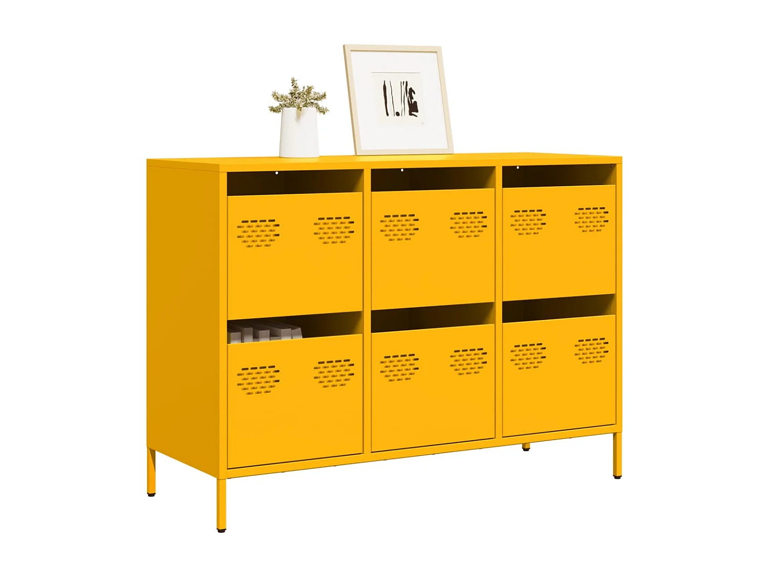 Buffet jaune moutarde 101,5x39x73,5 cm acier laminé à froid