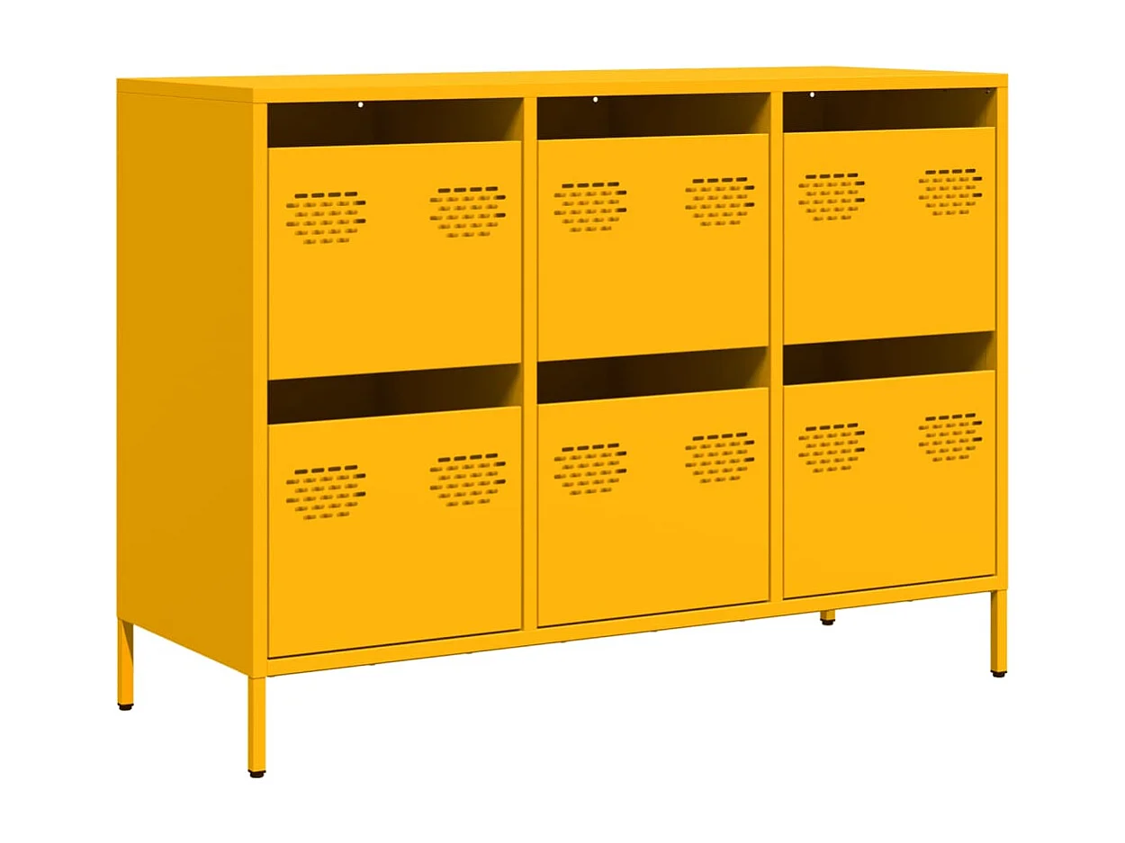 Buffet jaune moutarde 101,5x39x73,5 cm acier laminé à froid