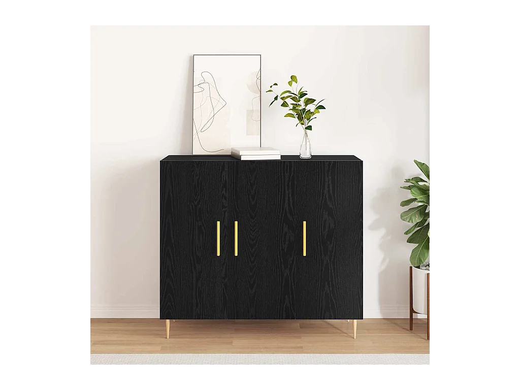 Buffet Chêne noir 90 x 34 x 80 cm Bois d'ingénierie