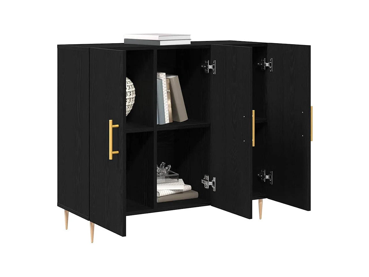 Buffet Chêne noir 90 x 34 x 80 cm Bois d'ingénierie