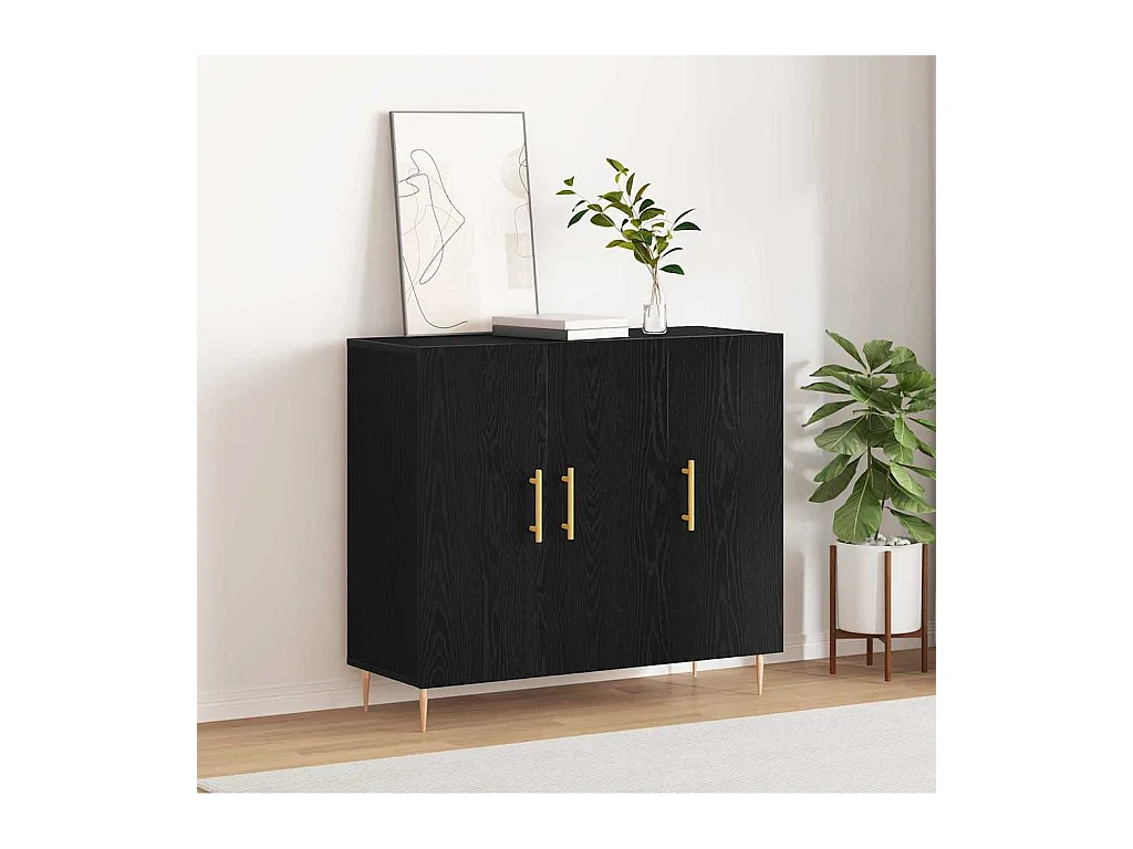 Buffet Chêne noir 90 x 34 x 80 cm Bois d'ingénierie