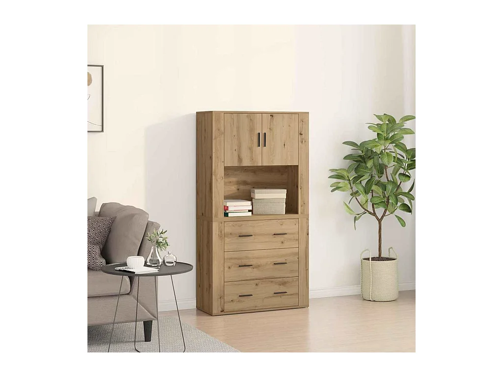 Haut de buffet avec tiroir chêne artisanal 80 x 33 x 150 cm