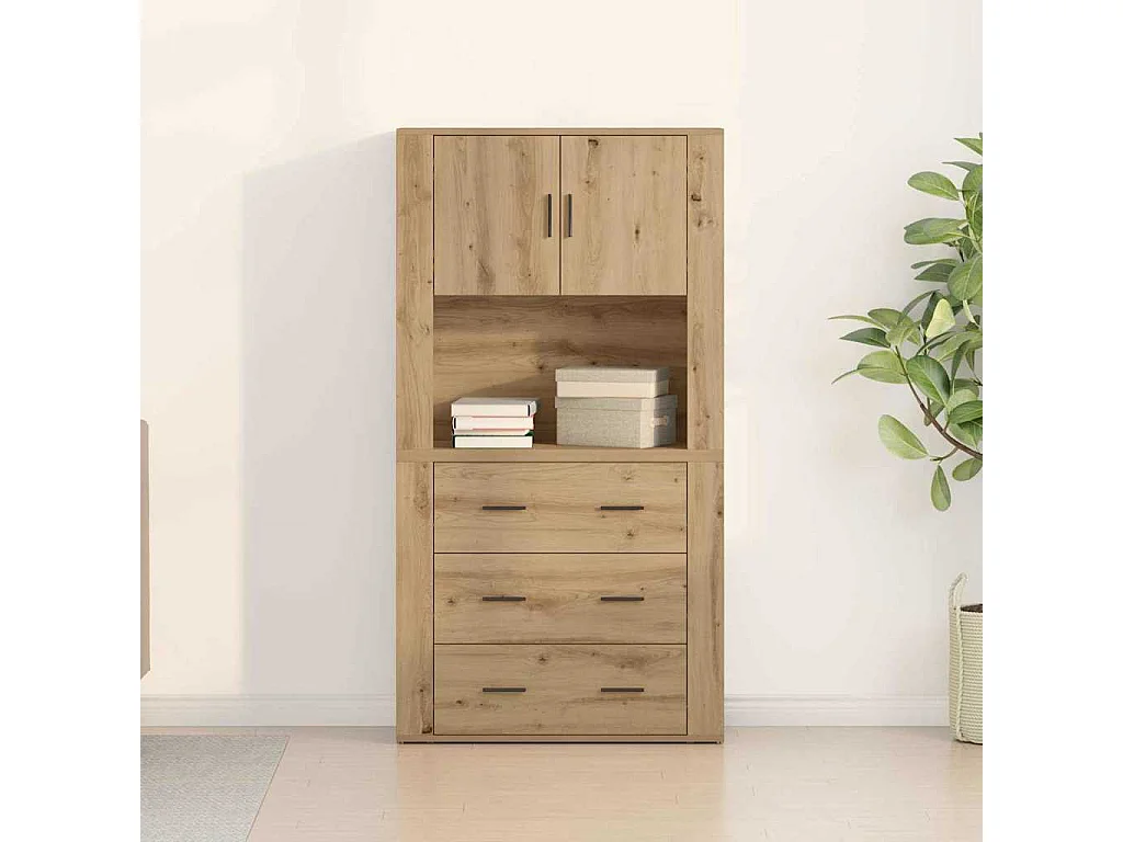 Haut de buffet avec tiroir chêne artisanal 80 x 33 x 150 cm