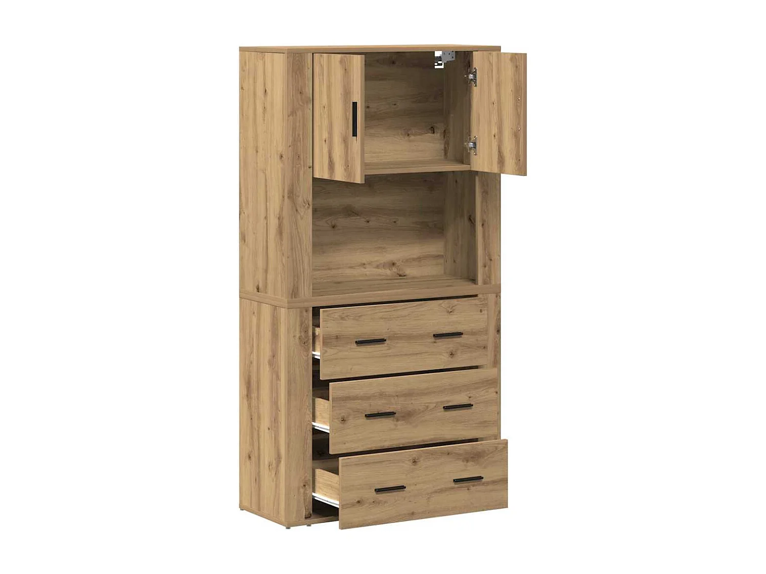 Haut de buffet avec tiroir chêne artisanal 80 x 33 x 150 cm