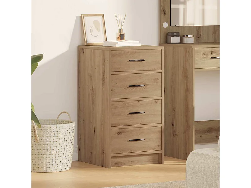 Dressoir artisanaal eikenkleurig 40 x 41 x 75 cm Bewerkt hout