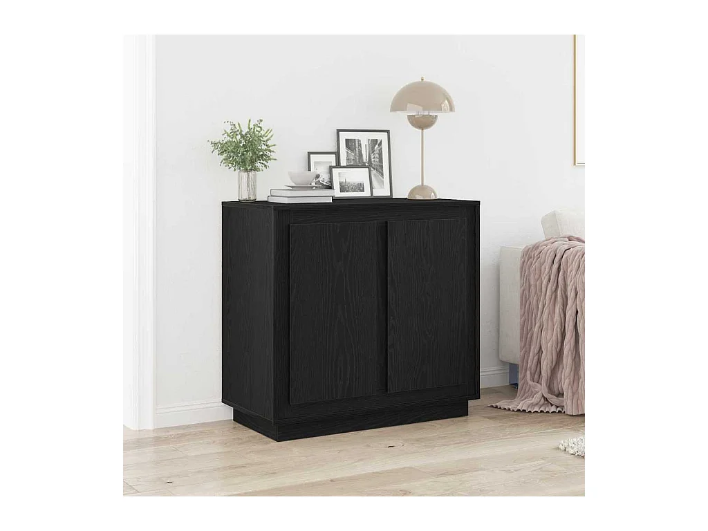 Buffet moderne Chêne noir 80 x 34 x 75 cm Bois d'ingénierie