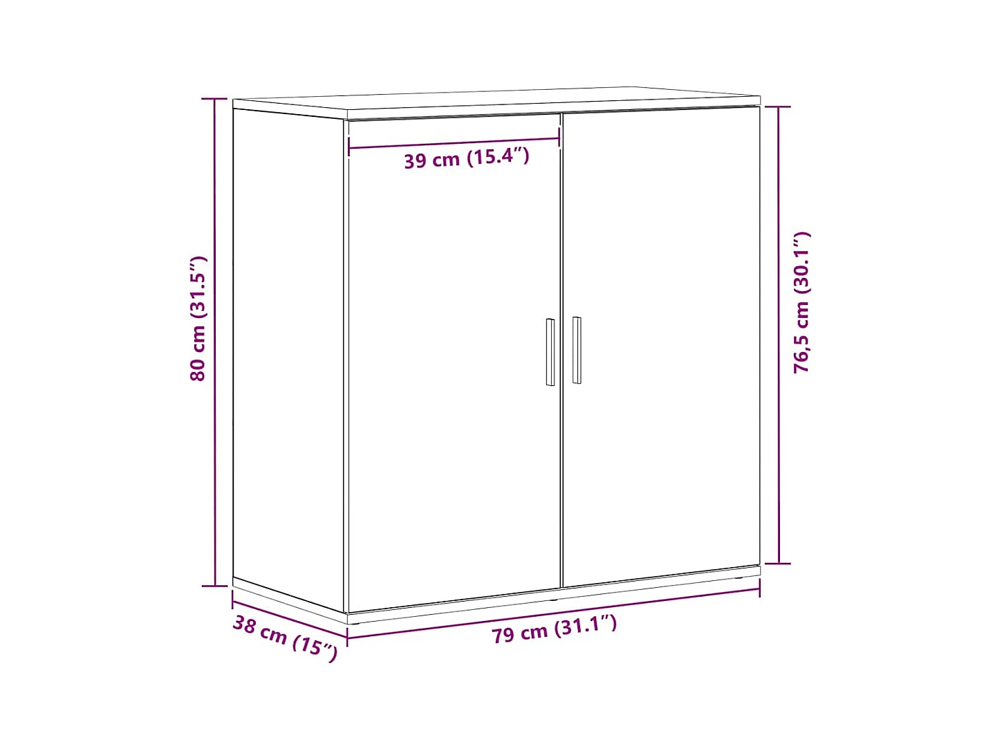Buffet Chêne noir 79 x 38 x 80 cm Bois d'ingénierie