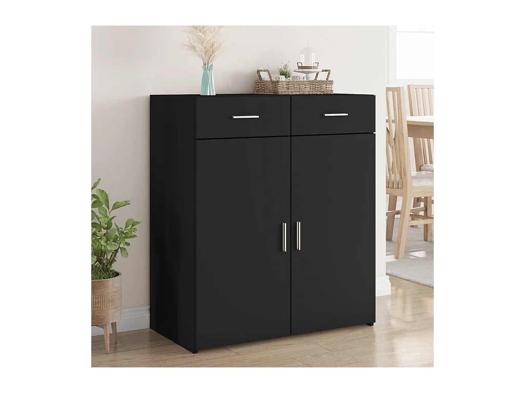 Buffet noir 80x42,5x93 cm bois d'ingénierie