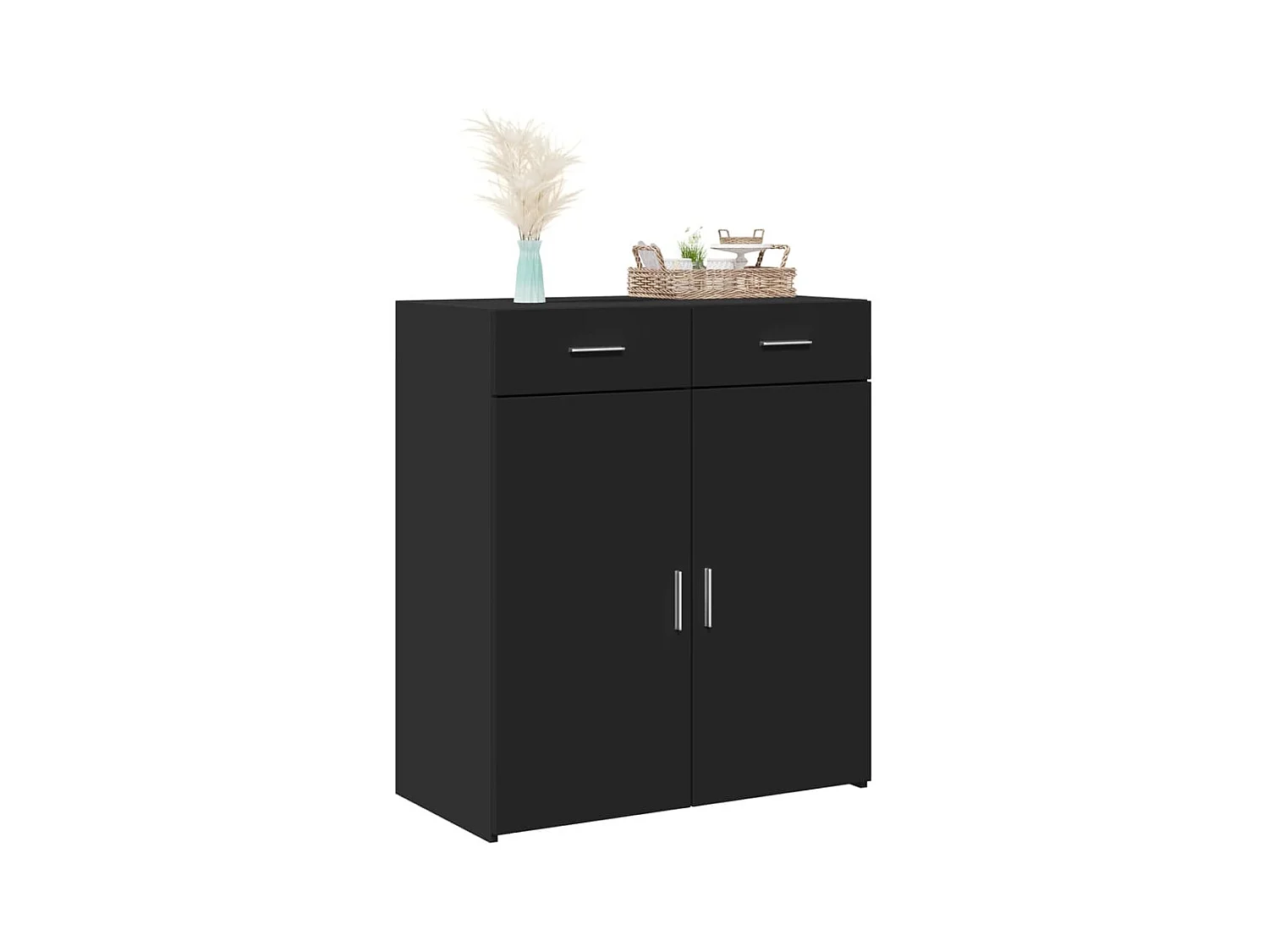 Buffet noir 80x42,5x93 cm bois d'ingénierie