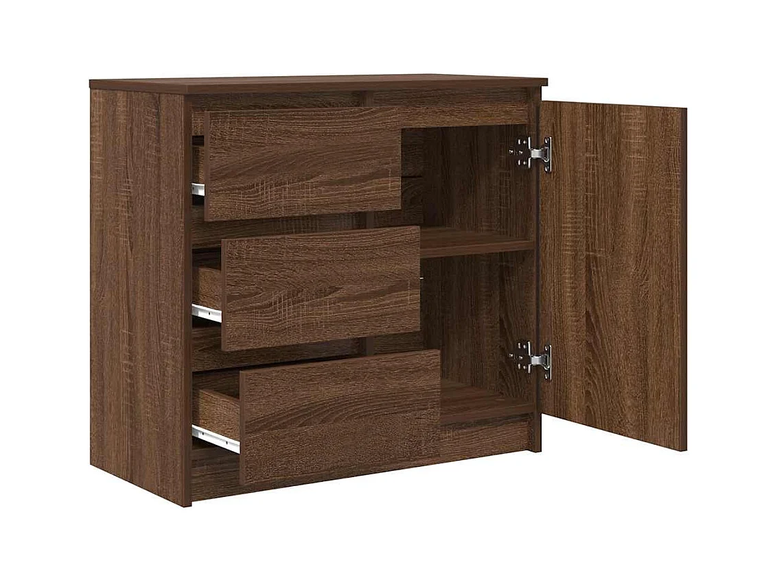 Buffet avec tiroir chêne brun 71x35x65 cm bois d'ingénierie