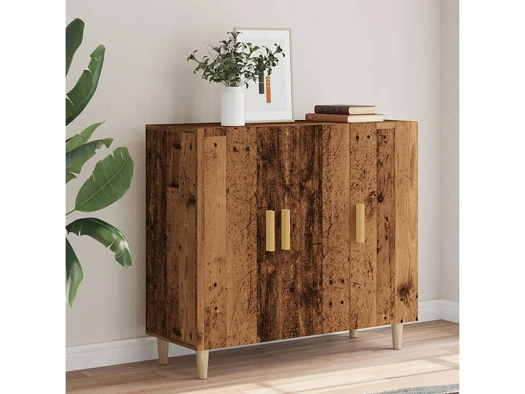 Buffet vieux bois 90x34x80 cm bois d'ingénierie