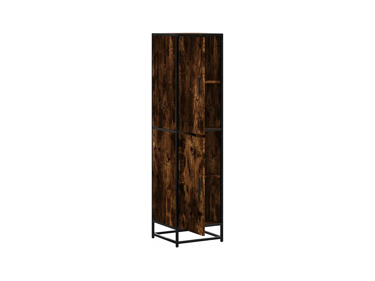 Buffet haut chêne fumé 35,5x35x139 cm bois d'ingénierie métal