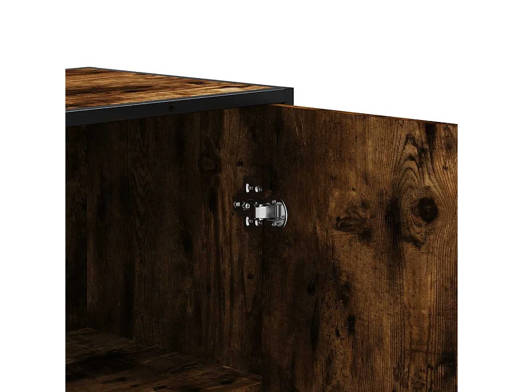 Buffet haut chêne fumé 35,5x35x139 cm bois d'ingénierie métal