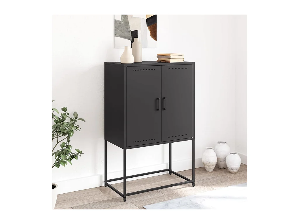 Buffet haut noir 68,5x38,5x107 cm acier