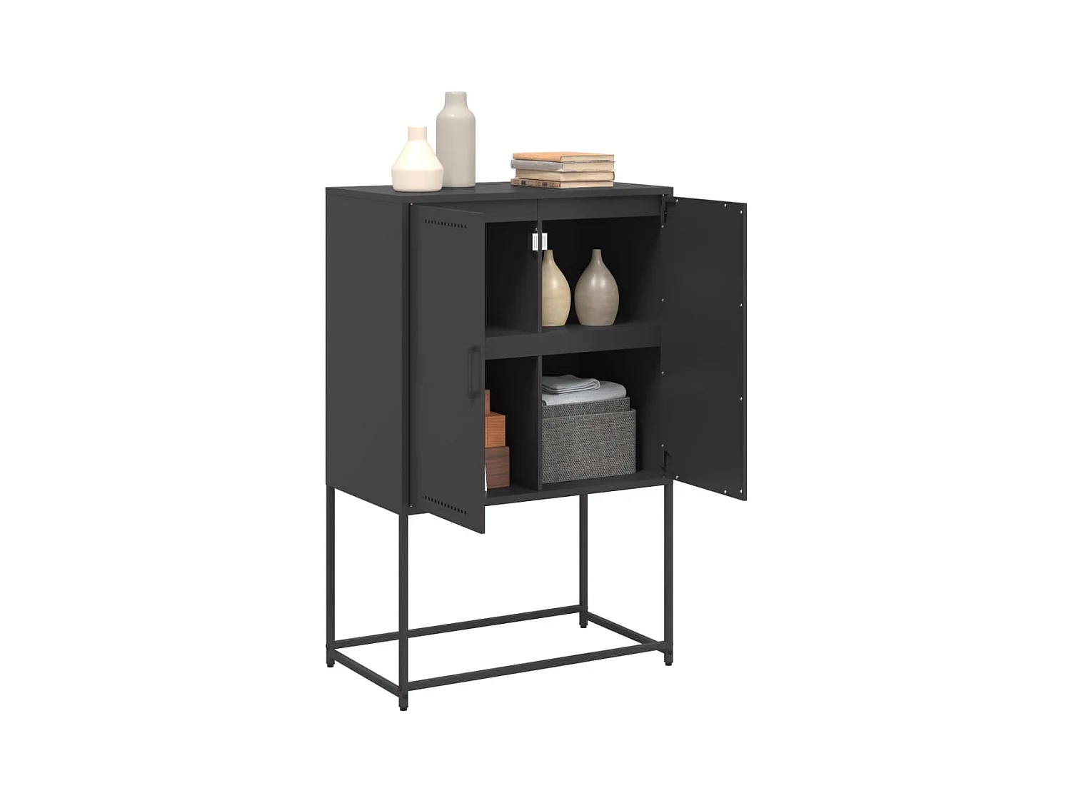 Buffet haut noir 68,5x38,5x107 cm acier