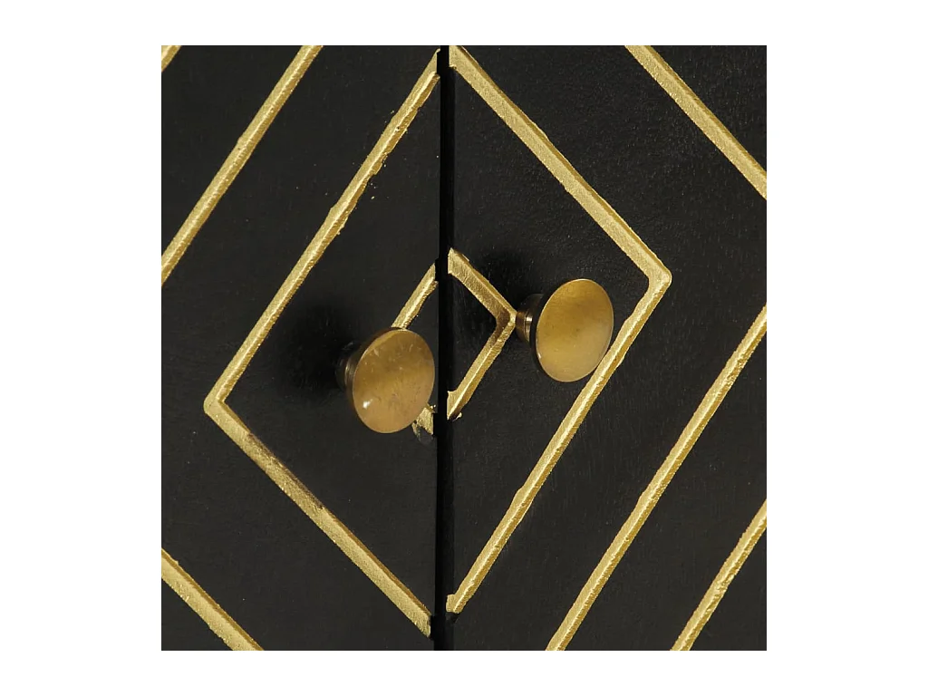 Buffet noir et doré 110x30x75 cm bois massif de manguier