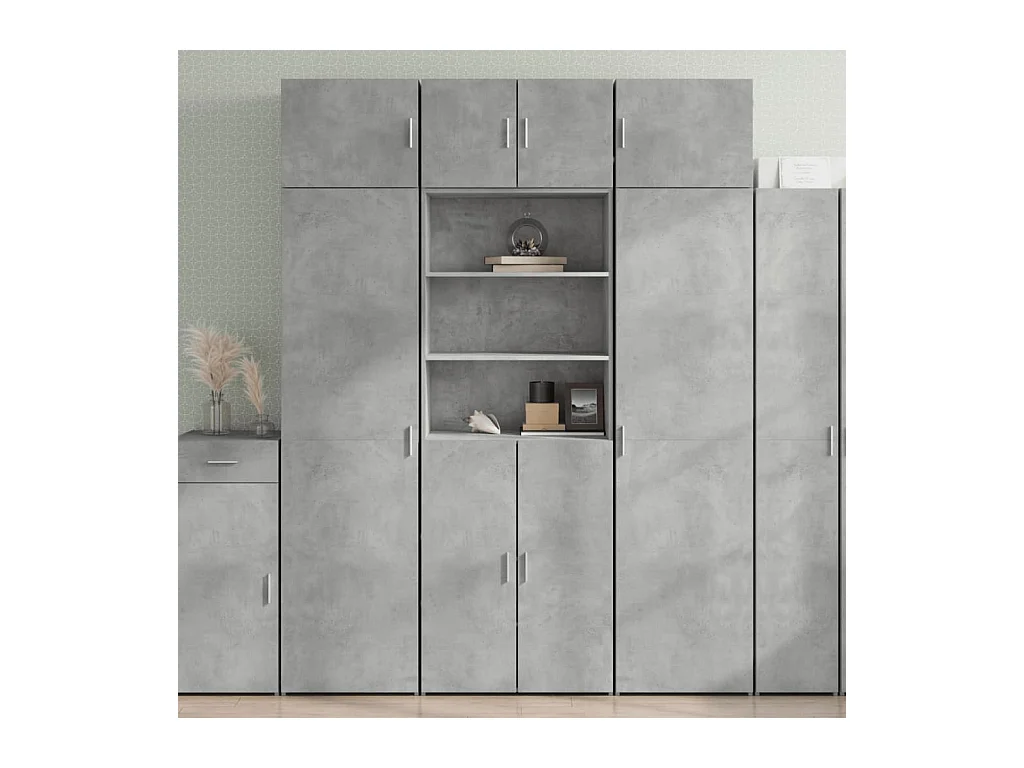 Buffet haut gris béton 70x42,5x185 cm bois d'ingénierie