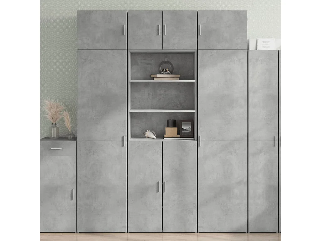 Buffet haut gris béton 70x42,5x185 cm bois d'ingénierie