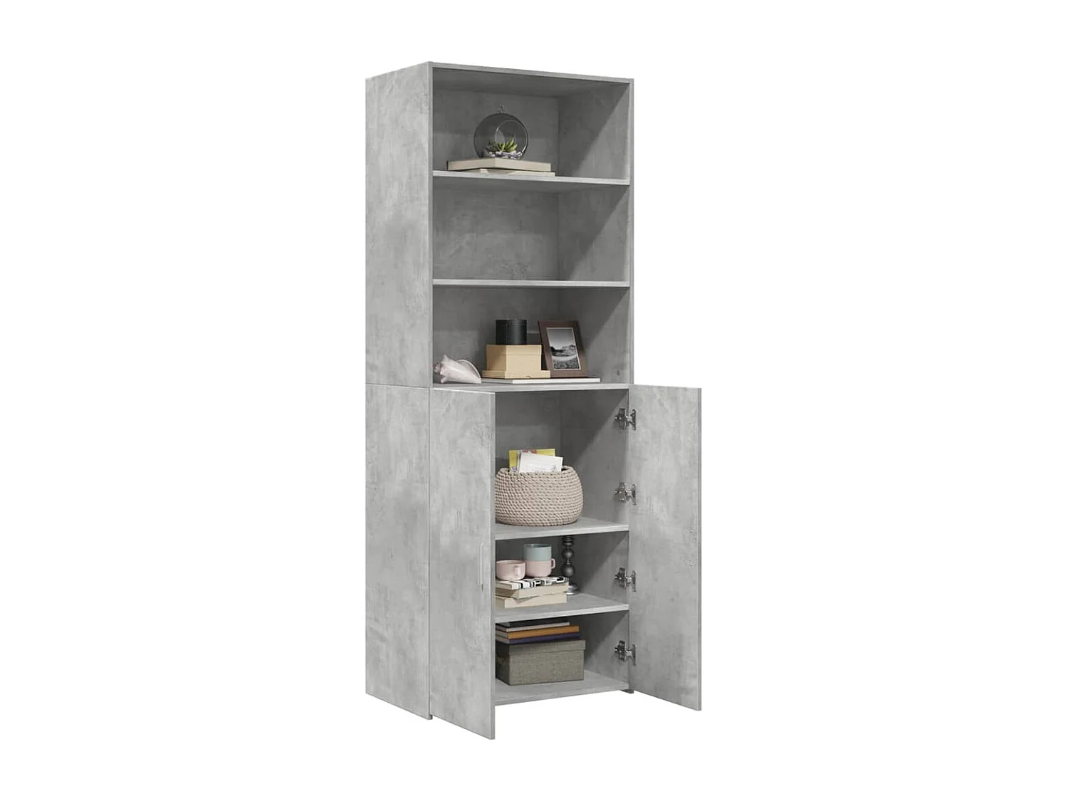 Buffet haut gris béton 70x42,5x185 cm bois d'ingénierie