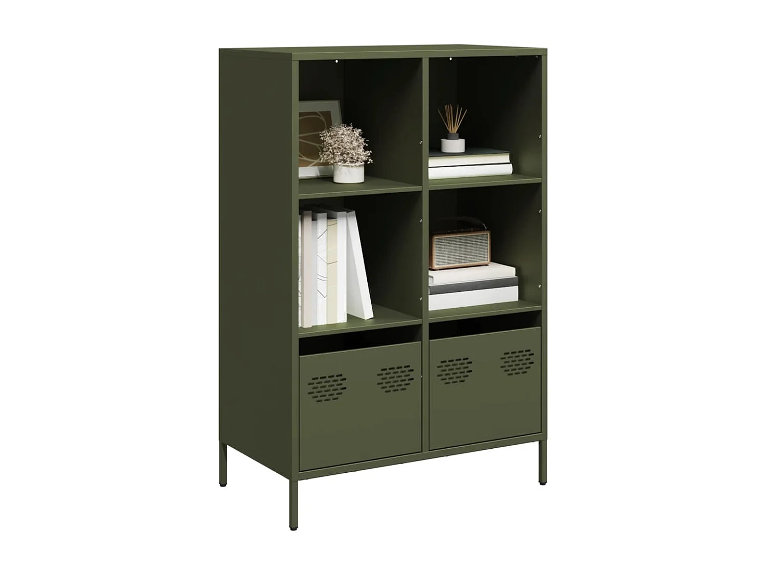 Buffet haut vert olive 68x39x103,5 cm acier