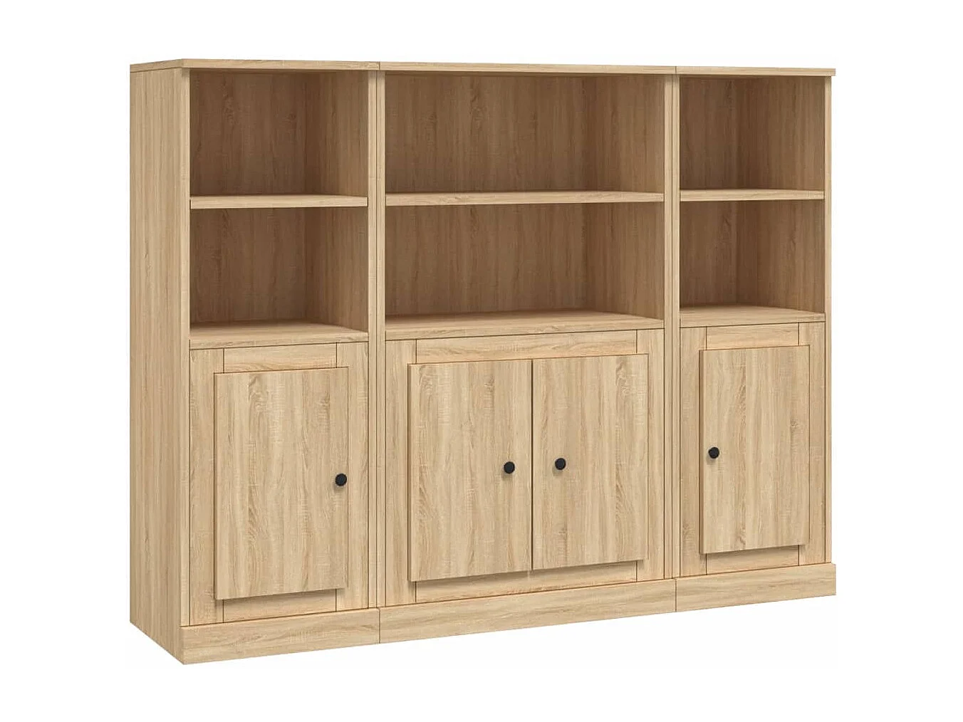 Aparador alto 3 piezas madera contrachapada roble Sonoma