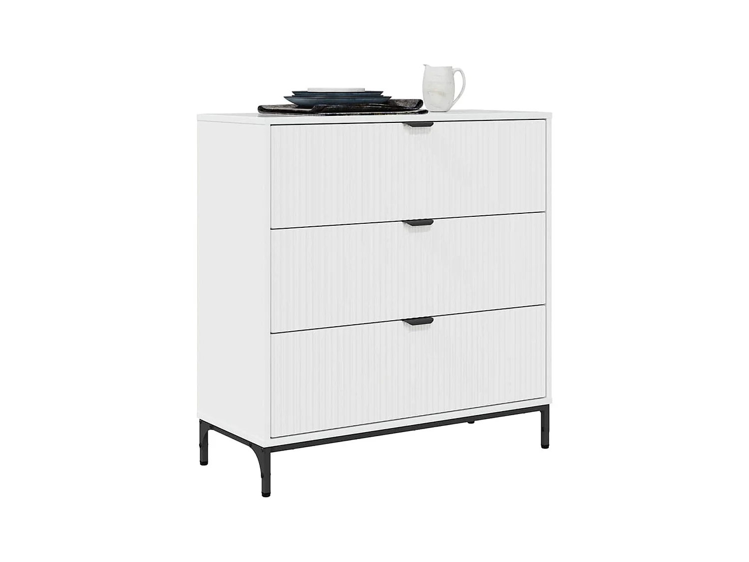 Buffet Blanc brillant 79,5 x 33 x 82 cm Bois d'ingénierie