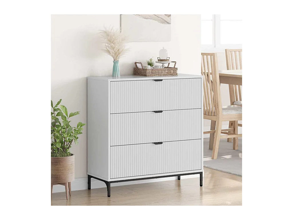 Buffet Blanc brillant 79,5 x 33 x 82 cm Bois d'ingénierie