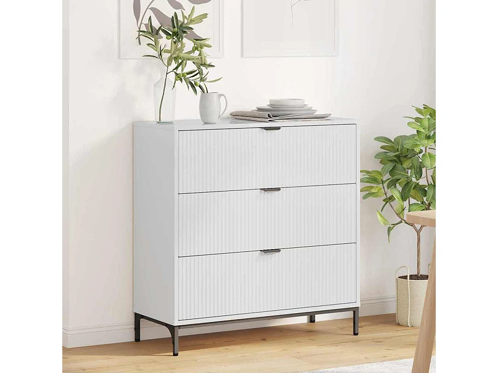 Buffet Branco brilhante 79.5 x 33 x 82 cm Madeira processada