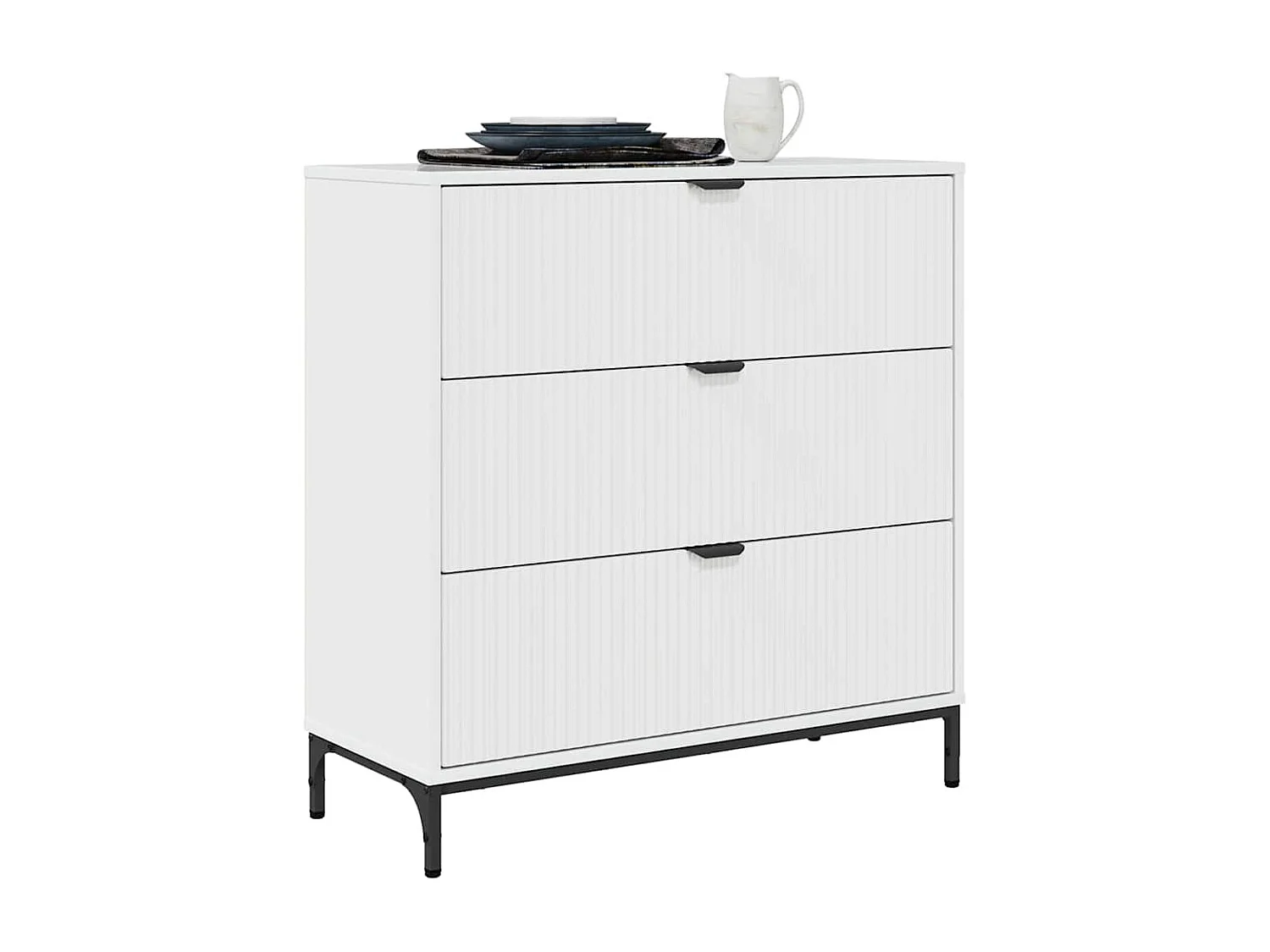 Buffet Branco brilhante 79.5 x 33 x 82 cm Madeira processada