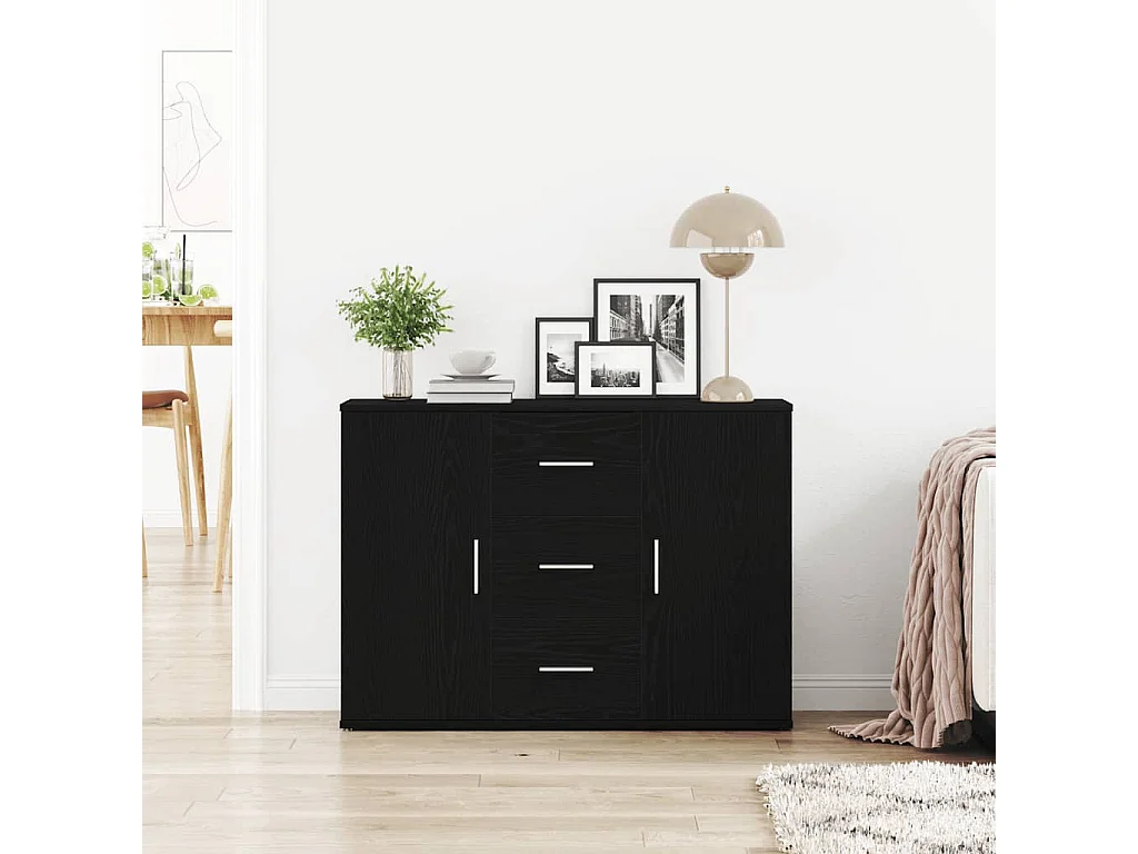 Buffet chêne noir 91x29,5x65 cm bois d'ingénierie
