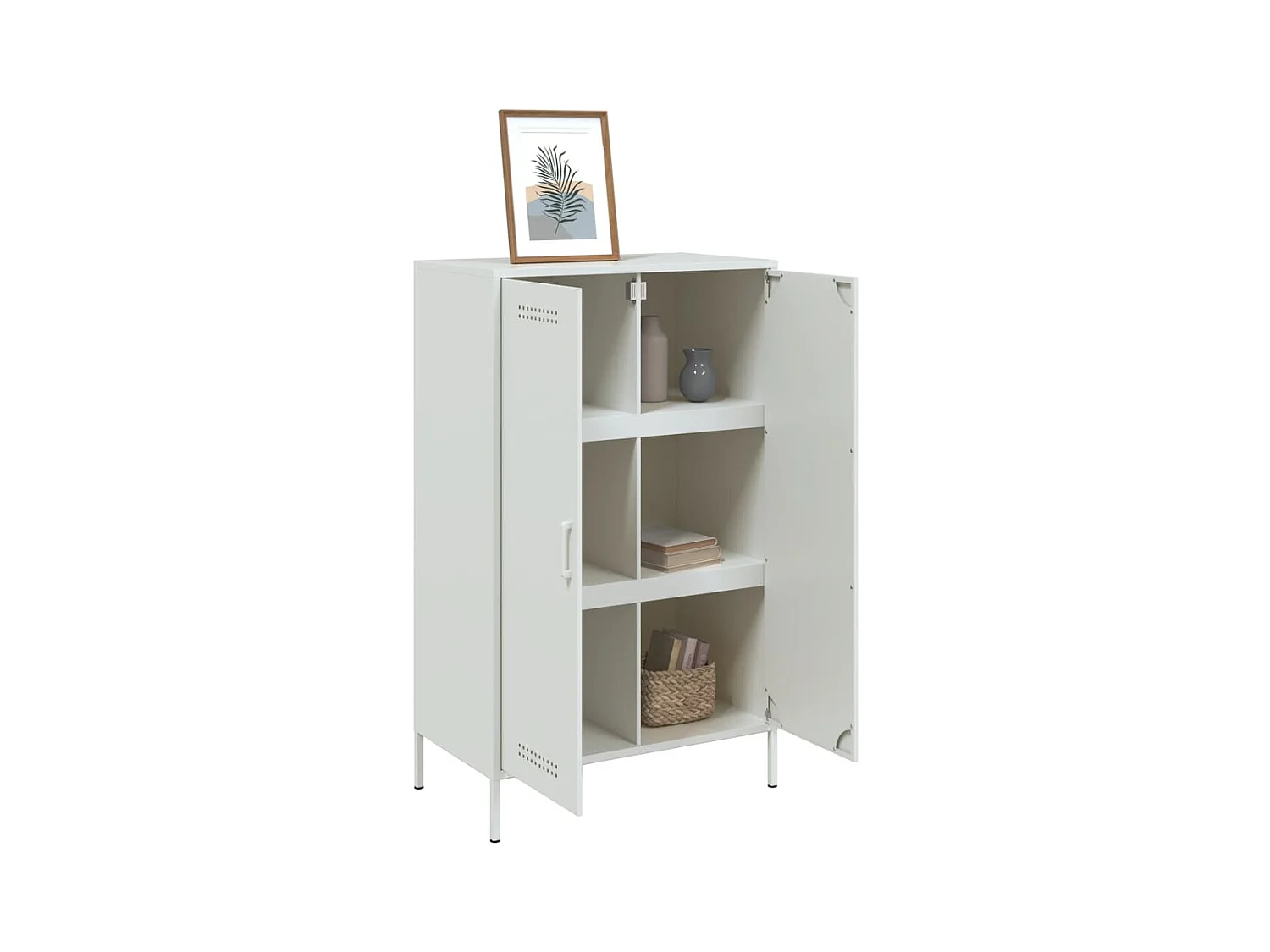 Buffet haut blanc 68x39x113 cm acier