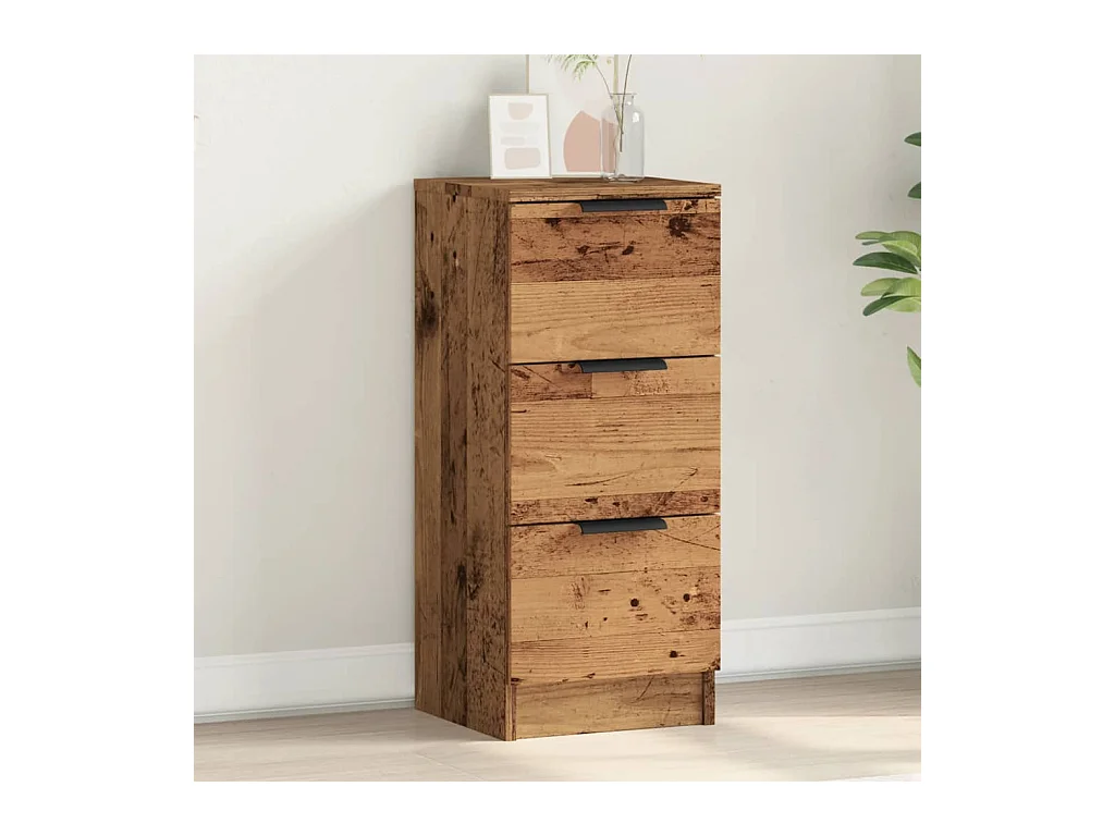 Aparador madera de ingeniería madera envejecida 30x30x70 cm