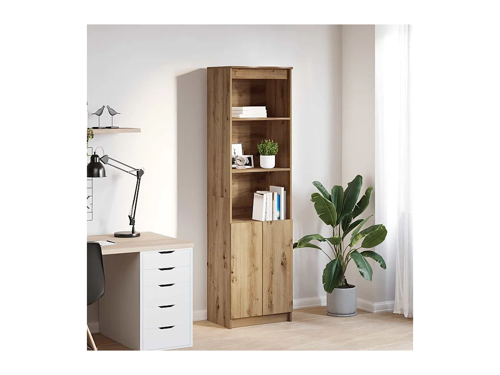 Buffet haut chêne artisanal 50x35x180 cm bois d'ingénierie