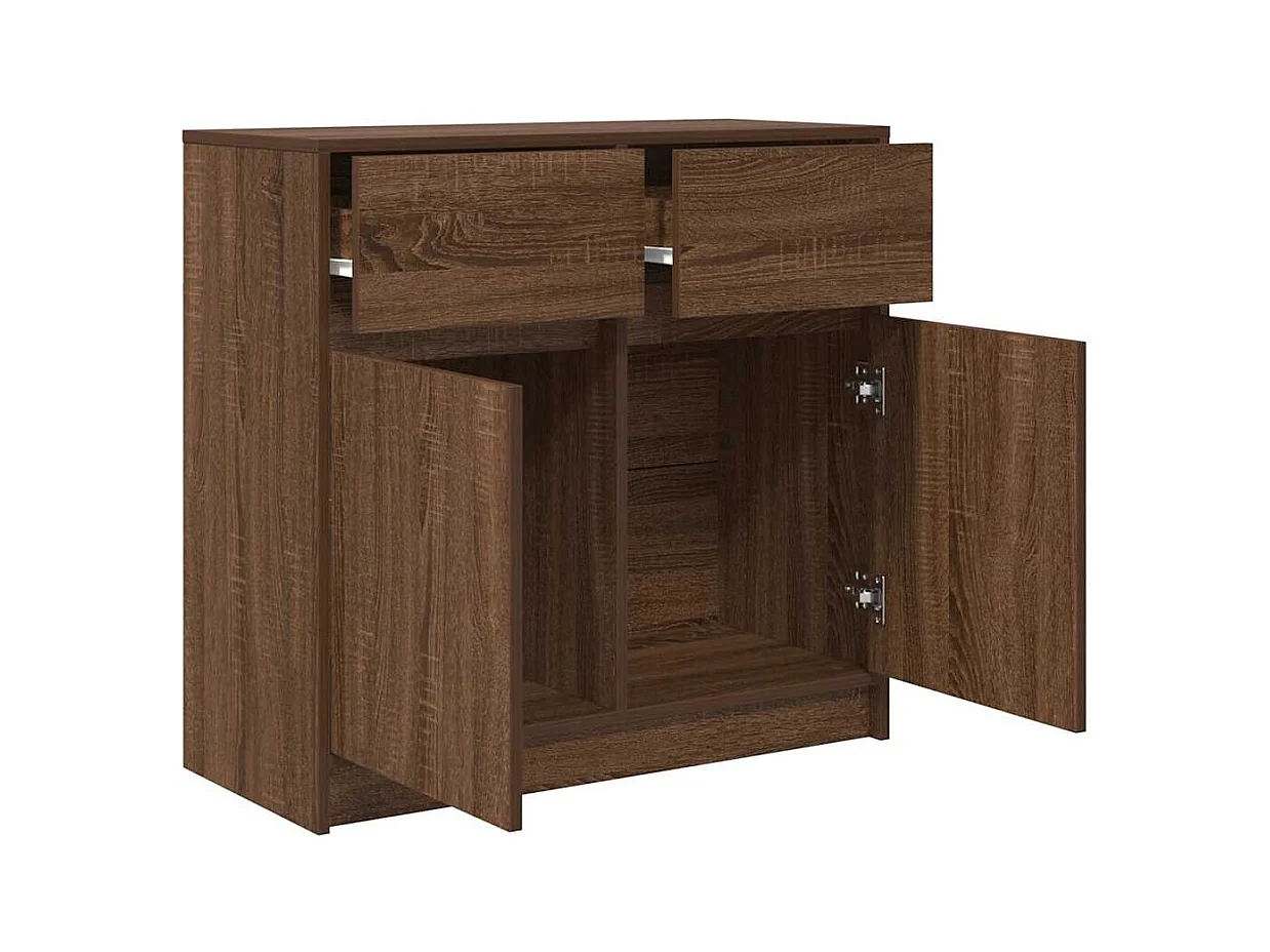 Buffet avec tiroir chêne brun 80x34x76 cm bois d'ingénierie