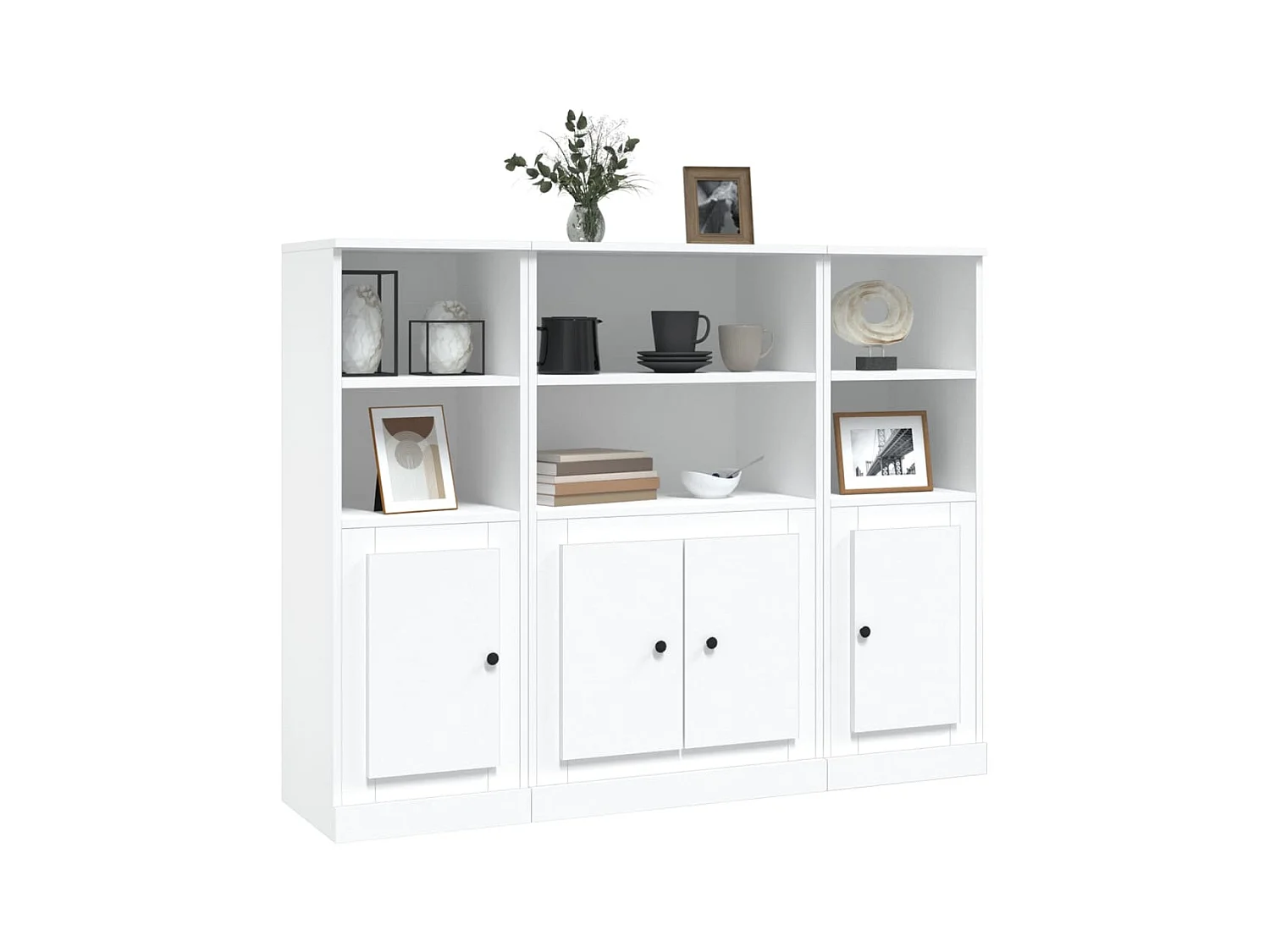 Buffets 3 pièces blanc bois d'ingénierie