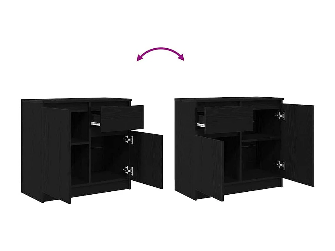 Buffet avec tiroir chêne noir 71x35x65 cm bois d'ingénierie