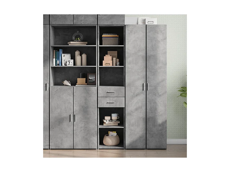 Buffet haut gris béton 40x42,5x185 cm bois d'ingénierie