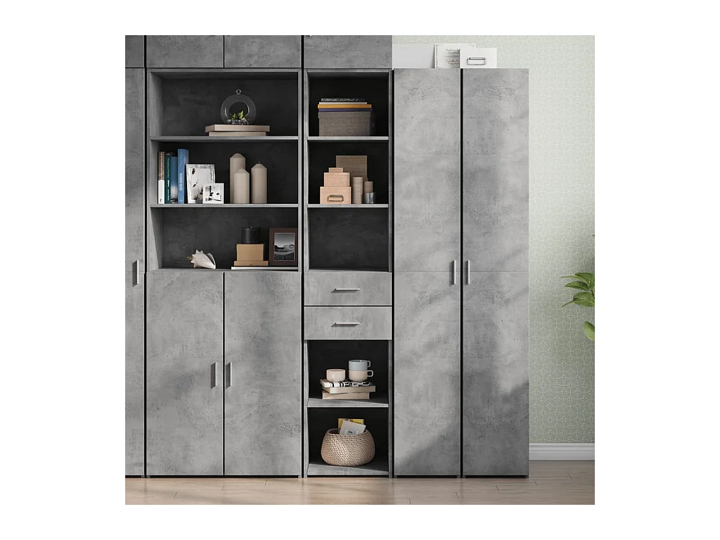 Buffet haut gris béton 40x42,5x185 cm bois d'ingénierie