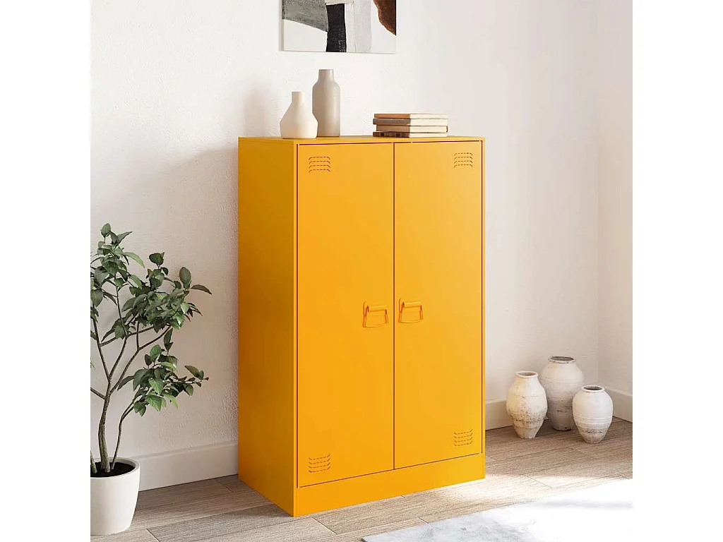 Buffet jaune moutarde 67x39x107 cm acier