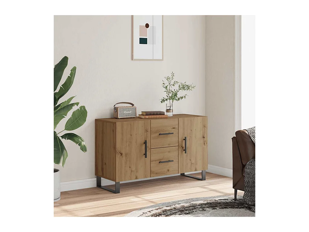 Buffet chêne artisanal 100x36x60 cm bois d'ingénierie