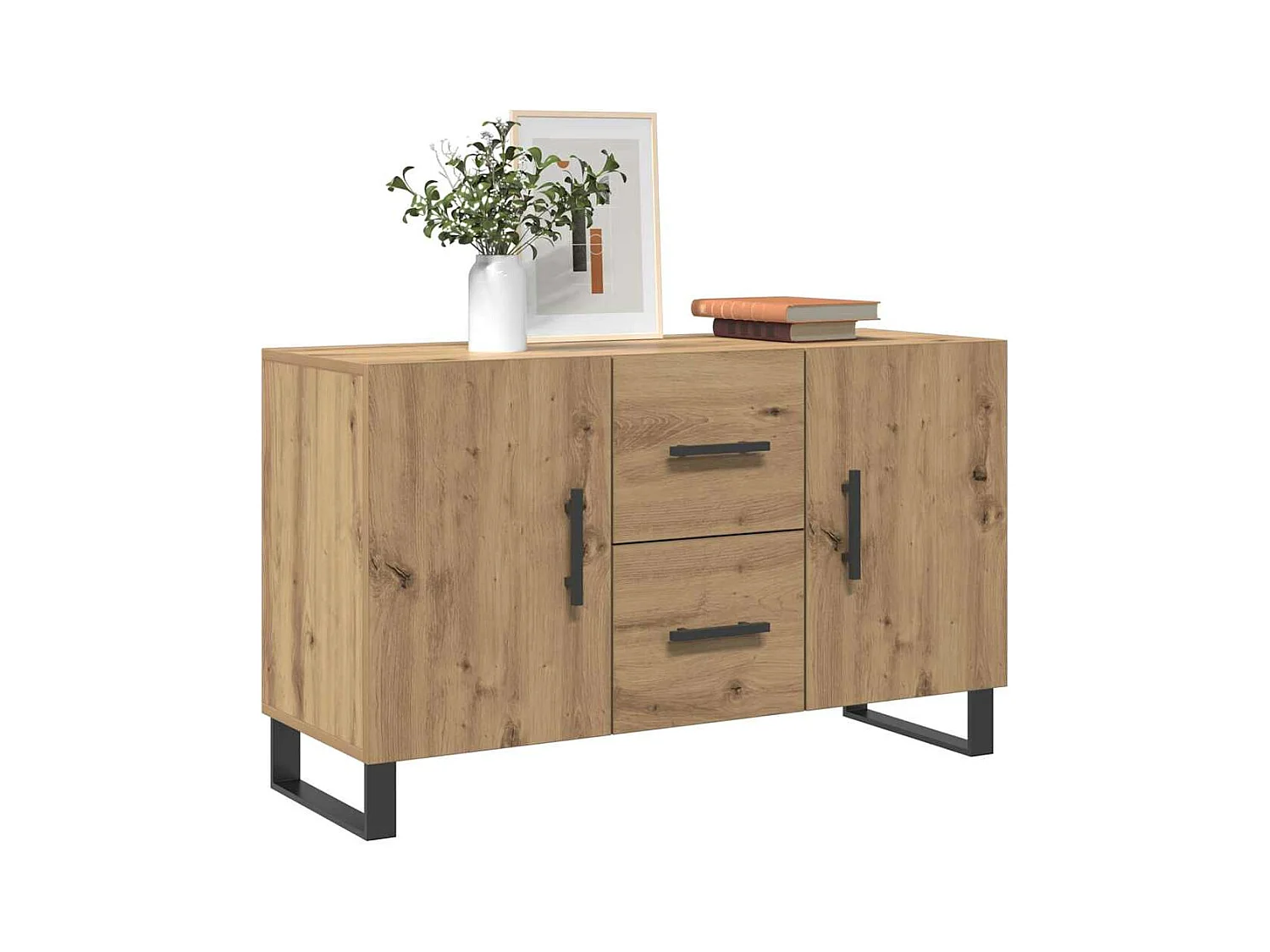 Buffet chêne artisanal 100x36x60 cm bois d'ingénierie